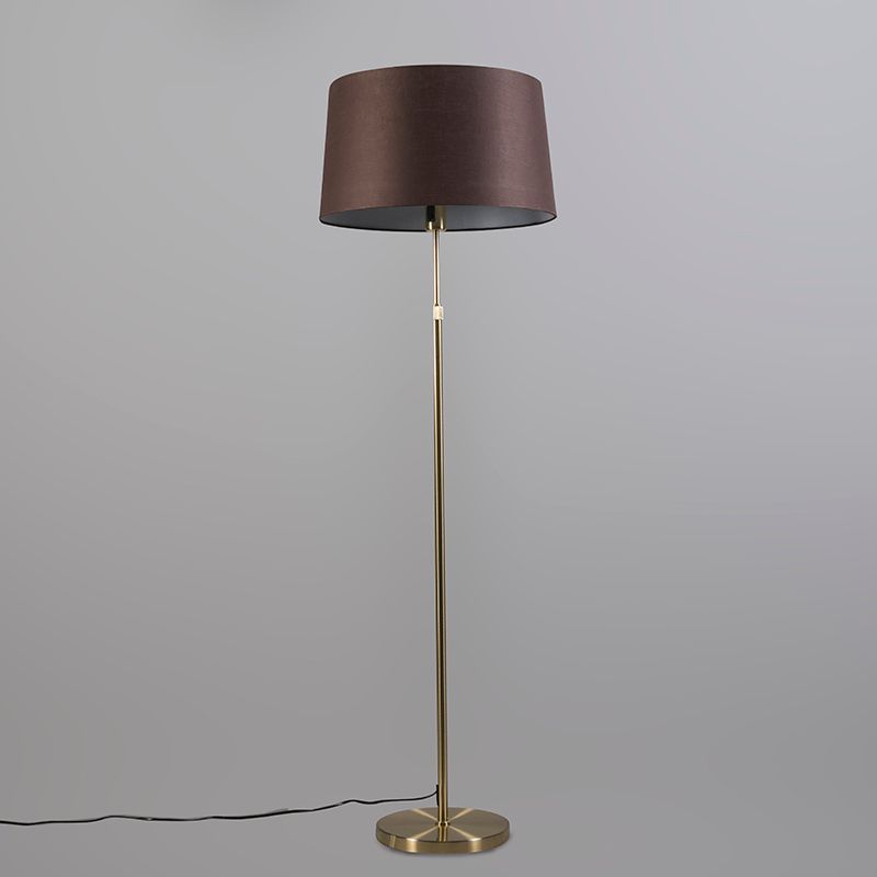 Vloerlamp goud/messing met kap bruin 45 cm verstelbaar - Parte