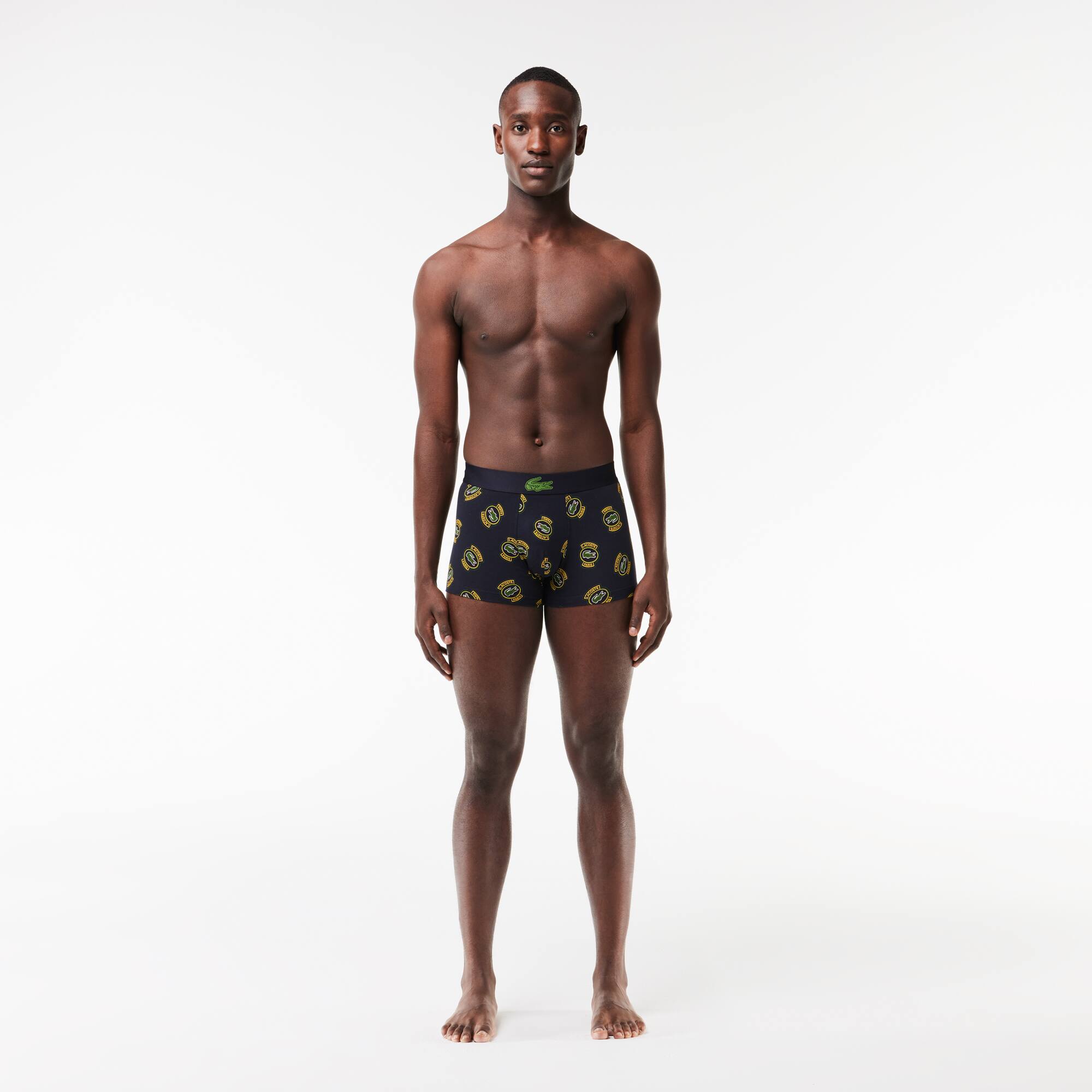 Boxer court imprimé en jersey stretch Sous-Vêtements - Bleu - Lacoste - Homme