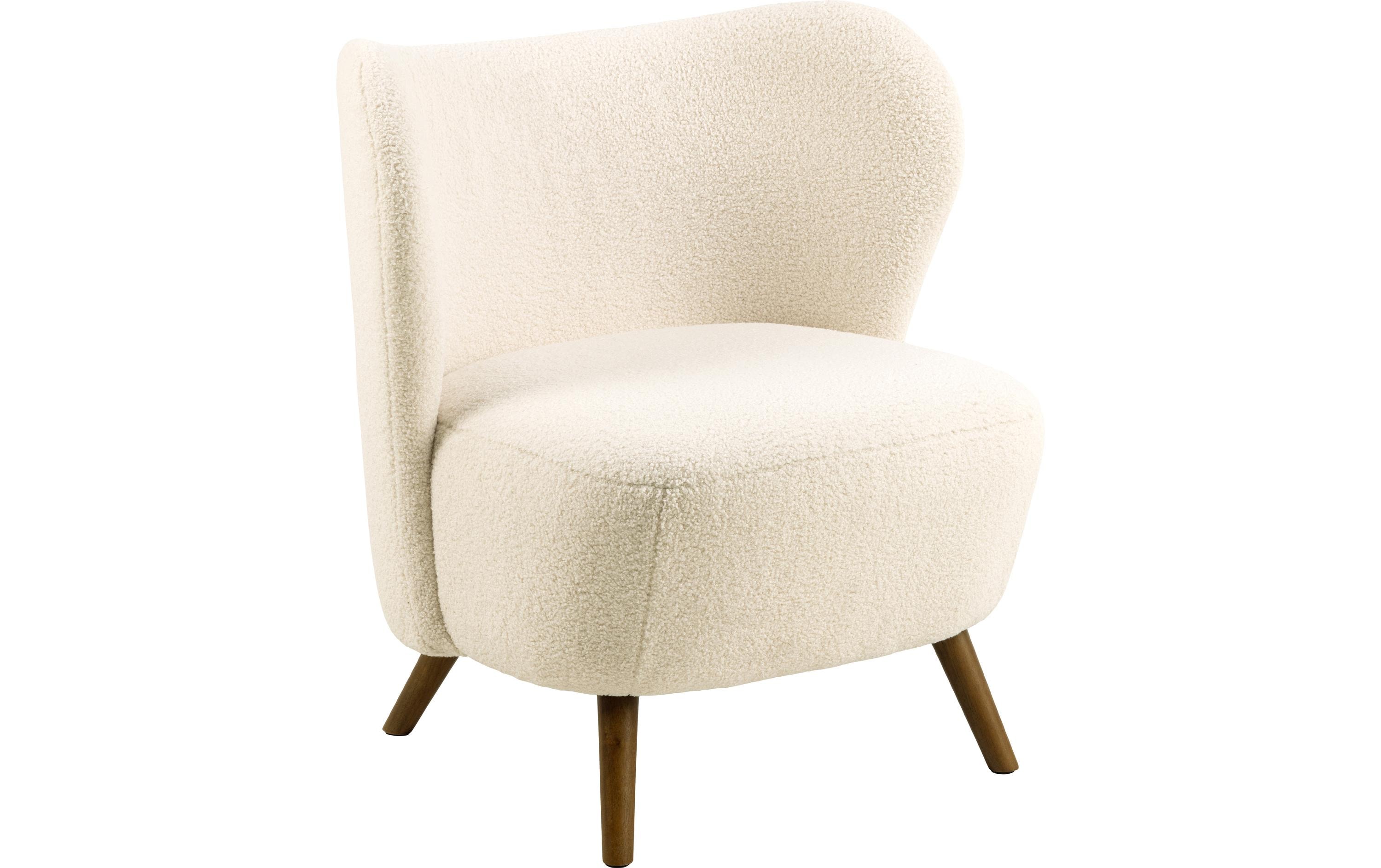 Sessel Crosby Holz/Textil, Cream<br>Geformter Loungesessel mit anmutigen Kurven
