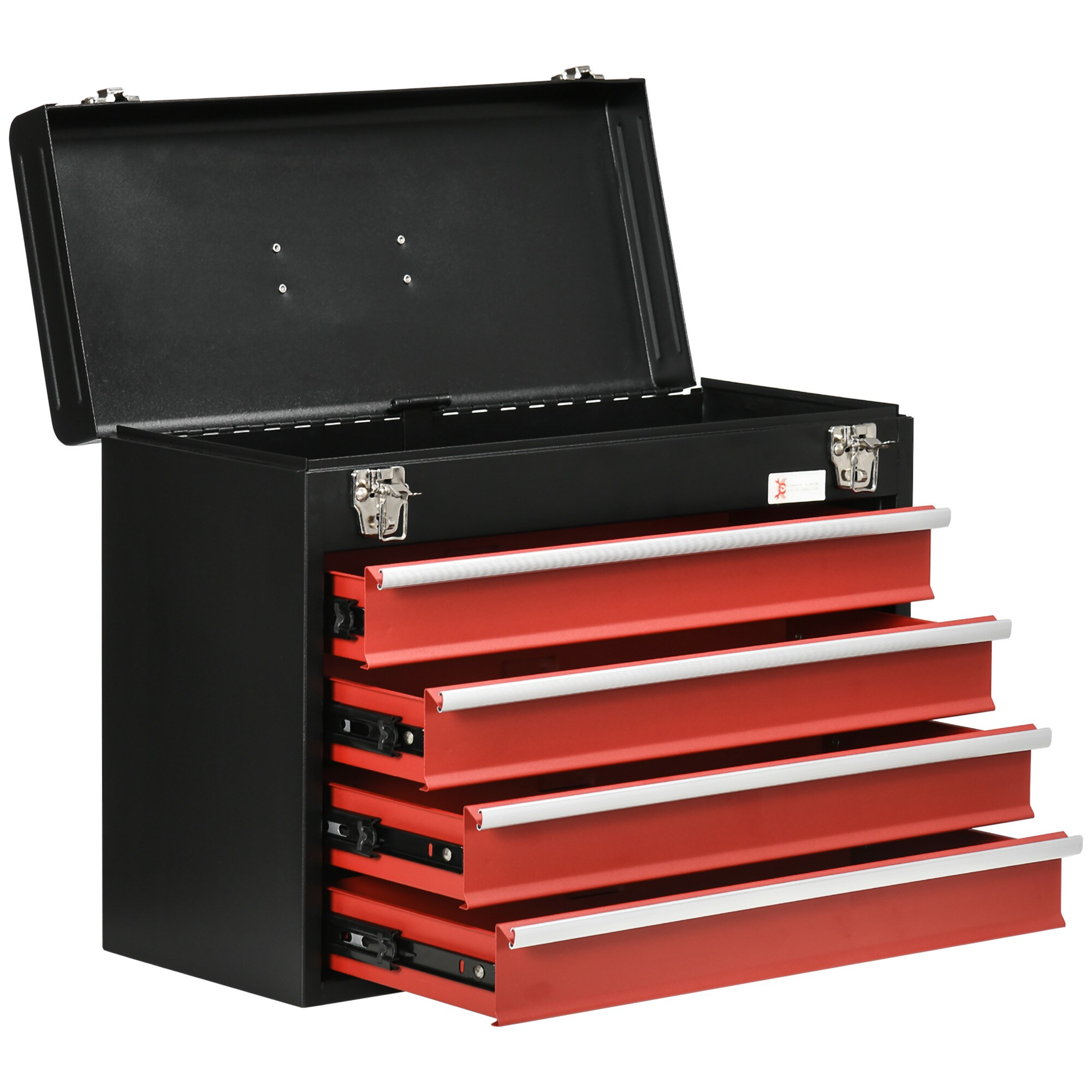 DURHAND Werkzeugkiste mit 4 Schubladen schwarz, rot 51L x 22B x 39,5H cm
