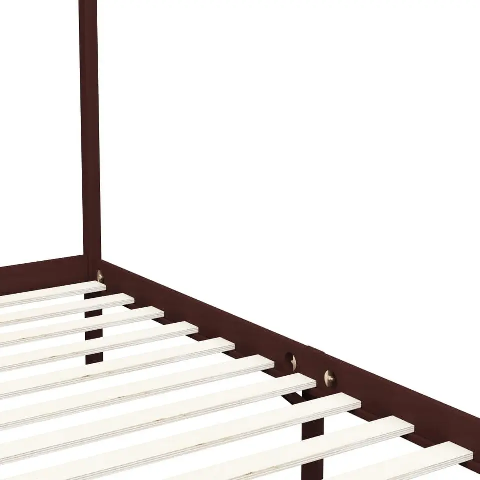 vidaXL - Hemelbed - Donkerbruin - Massief grenenhout - 120x200 cm