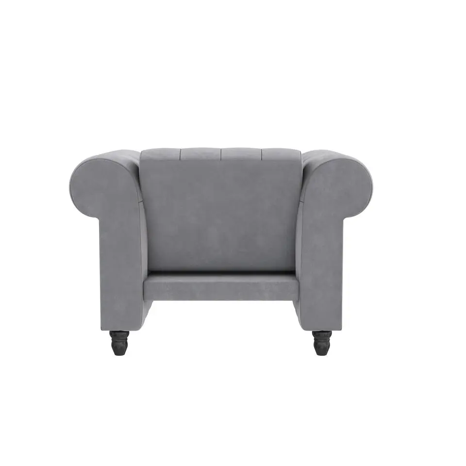 Felix - Fauteuil chesterfield lichtgrijze fluwelen
