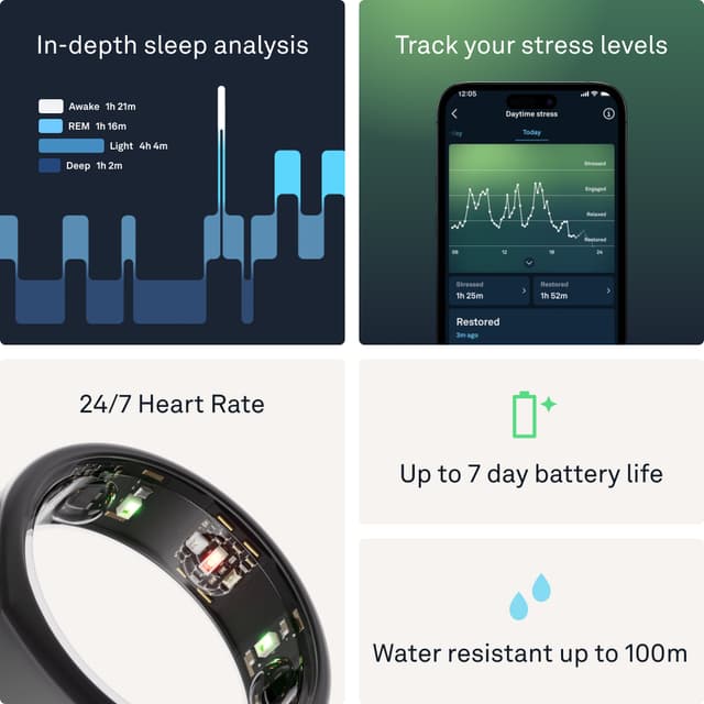 Oura Ring Gen3 Heritage smart-ring størrelse 6 (stealth)