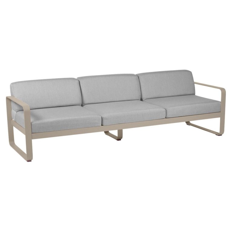 Fermob Bellevie 3-zit loungebank kussen flannelgrijs Nutmeg