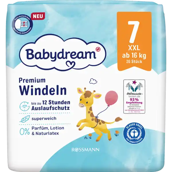 Premium Windeln Größe 7 XXL, 26 Stück, ab 16 kg