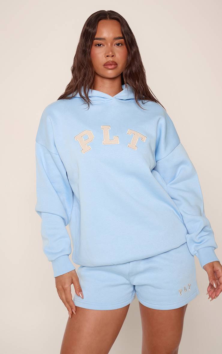 Bleu Clair Short Molleton Logo PLT Contrasté