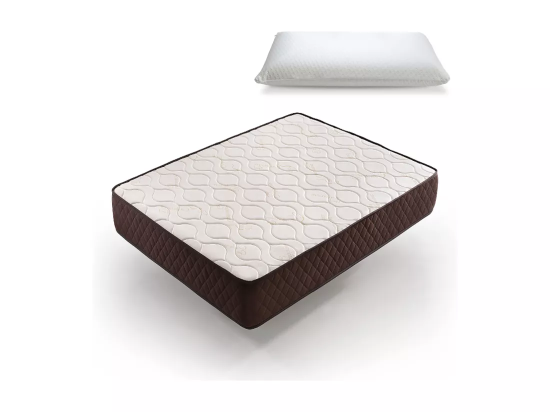 Pack Matelas + Oreiller Viscoélastique | 190 x 200 | Idéal Très épais 22 cm, 7 zones Confort | Haute fermeté | effet nuage