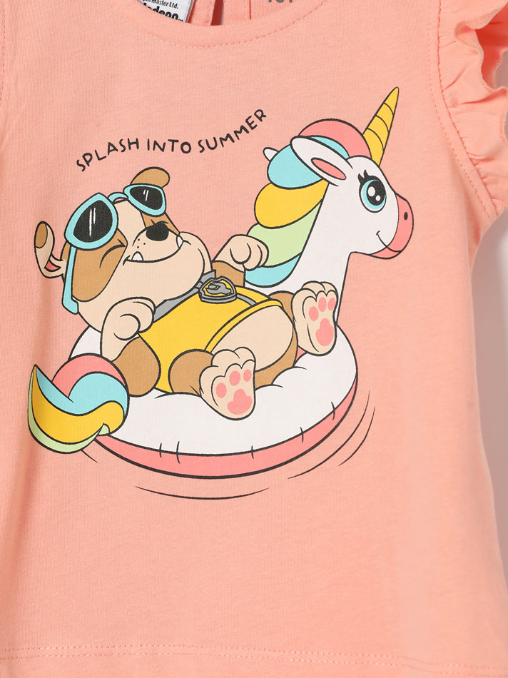 Pacote com 2 camisetas estampadas da Patrulha Canina - Nickelodeon - Pêssego