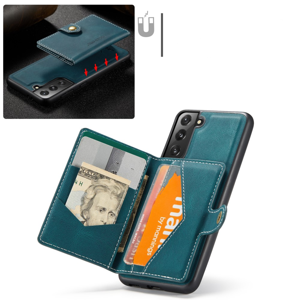 2in1 Samsung Galaxy S21 FE 5G Leder Hülle Wallet   Magnetisches Kreditkartenfach  - Grün