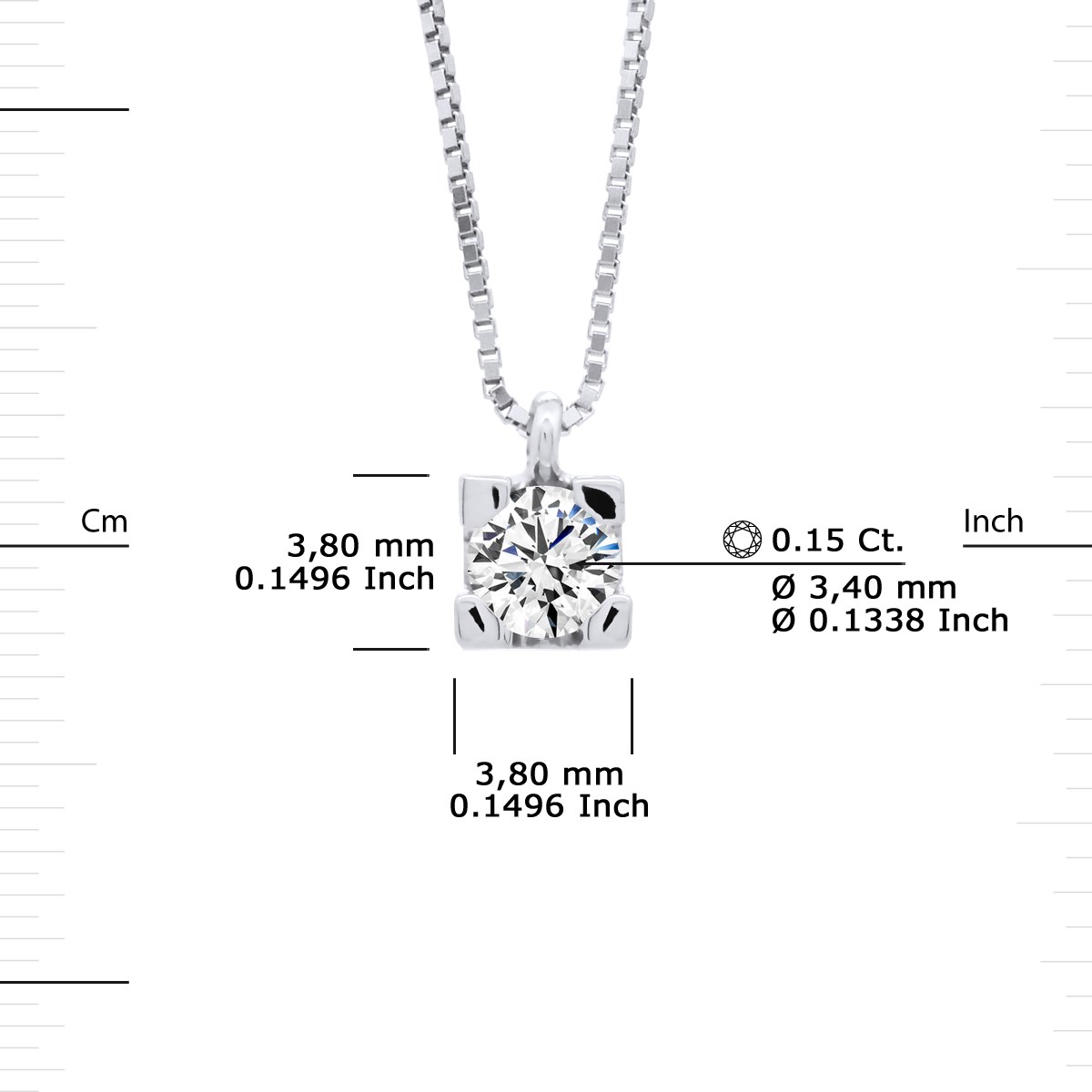 Collier Solitaire Diamant 0,15 Cts Or Blanc 18 Carats