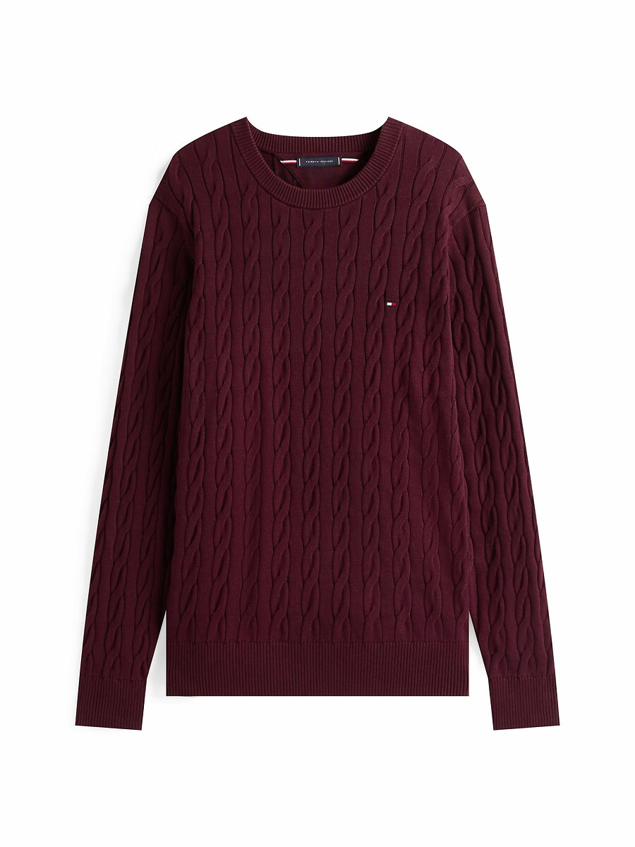 TOMMY HILFIGER<br>Suéter com gola redonda em malha texturizada