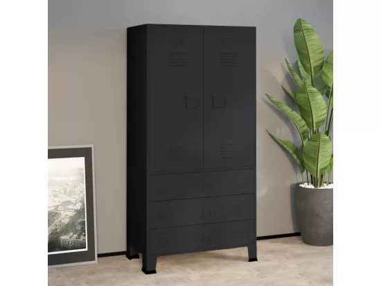 Garde-robe industrielle Noir 90x50x180 cm Métal