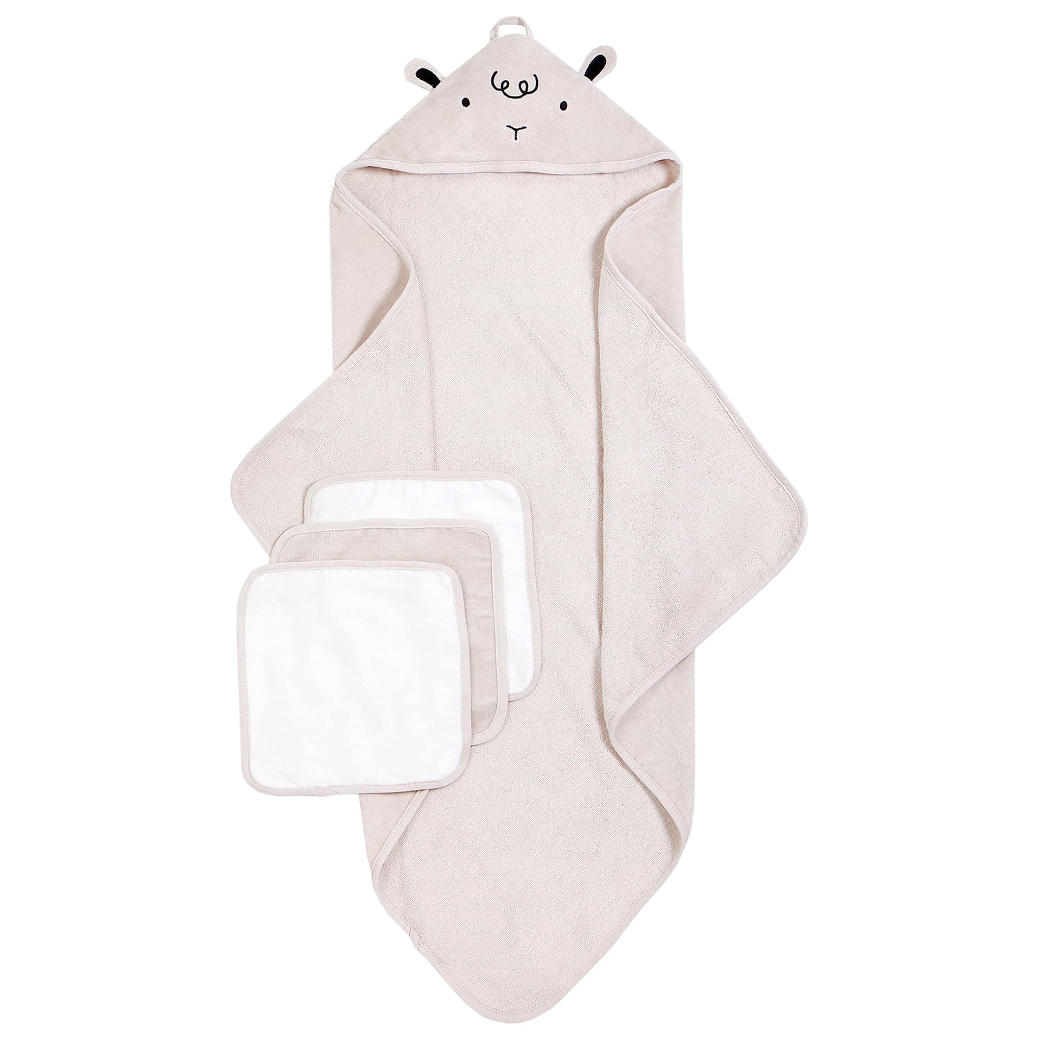Petit Lem Ensemble Serviette de Bain et 3 Débarbouillettes - Moutons
