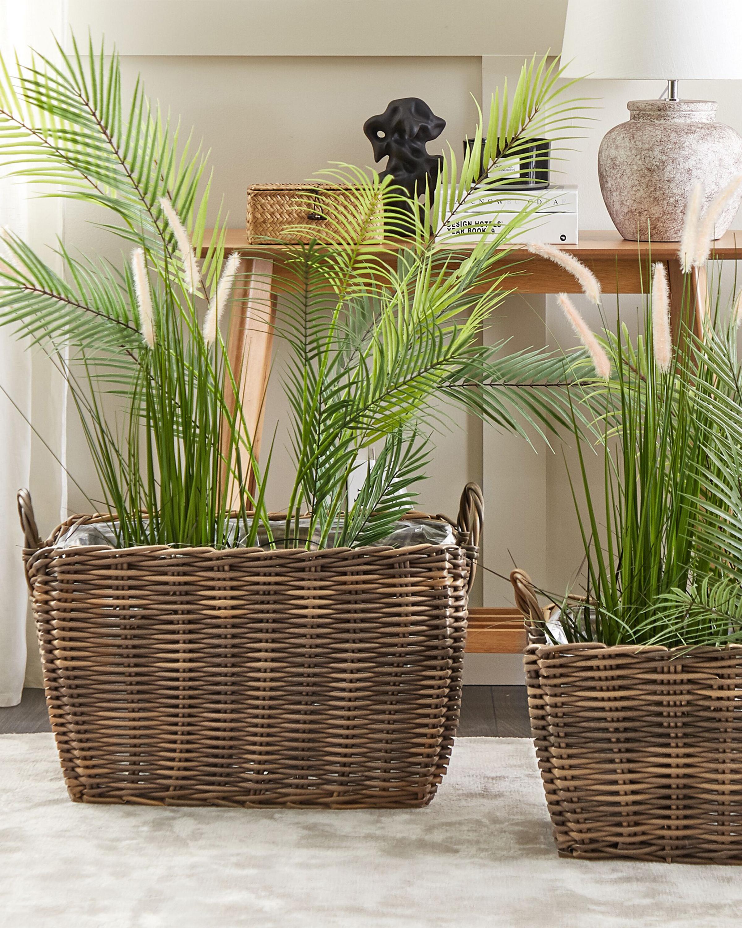 Set van 2 bloempotten ORMOS PE rotan 53/59 cm Bruin