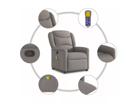 Fauteuil de massage inclinable Taupe Tissu