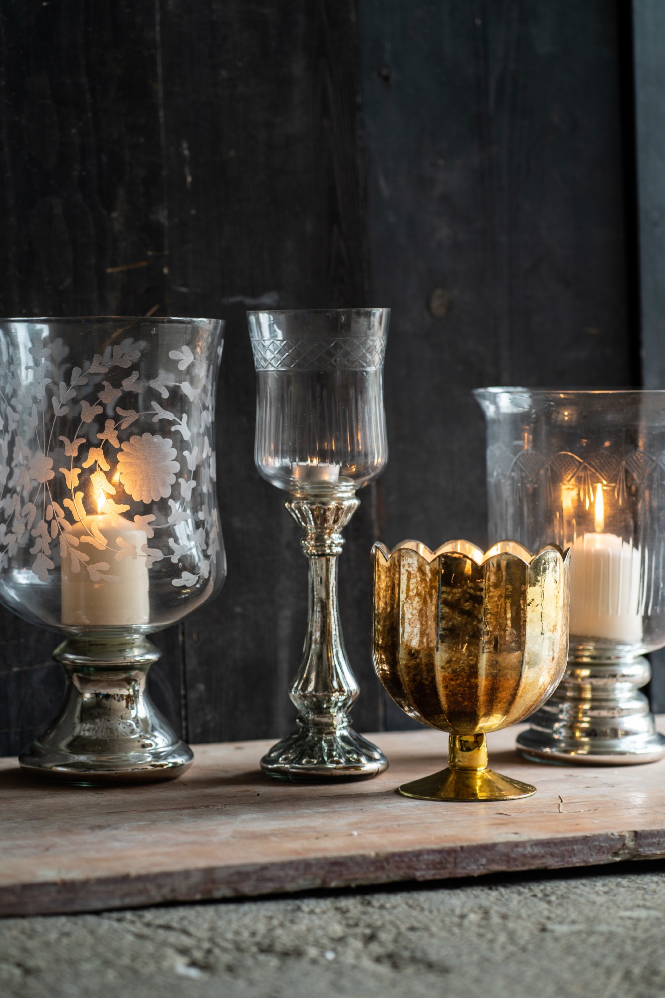 Windlicht 'Chalice', antik gold, Ø 14,5 cm, H 18 cm von fischer's lagerhaus