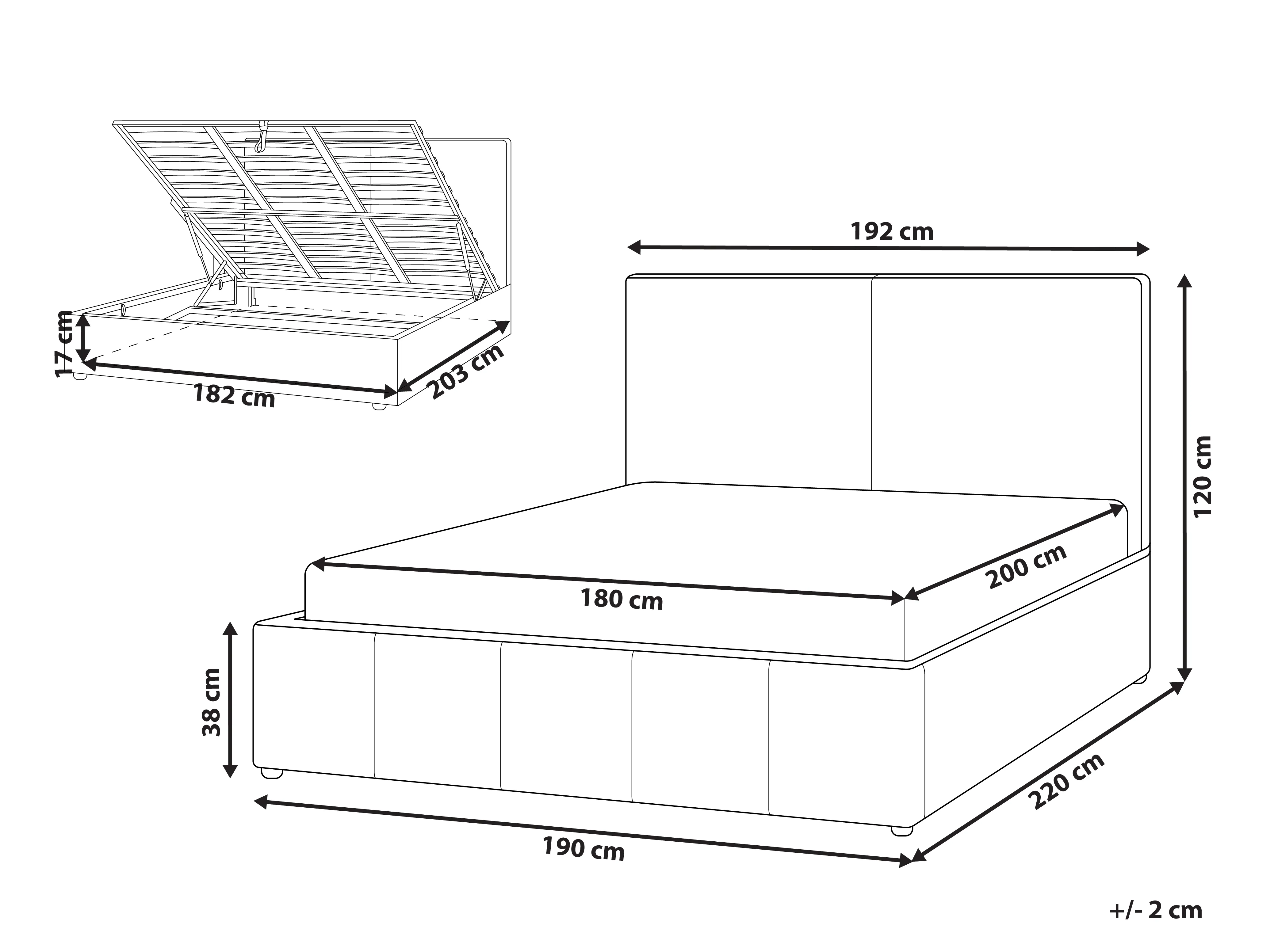 Bed met opbergruimte Stof CASTELNAVET 180 x 200 cm Taupe