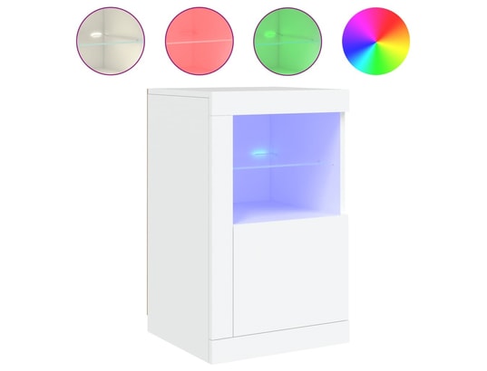 VIDAXL - Armoire de rangement Armoires latérales éclairage led 2 pcs blanc bois d'ingénier...