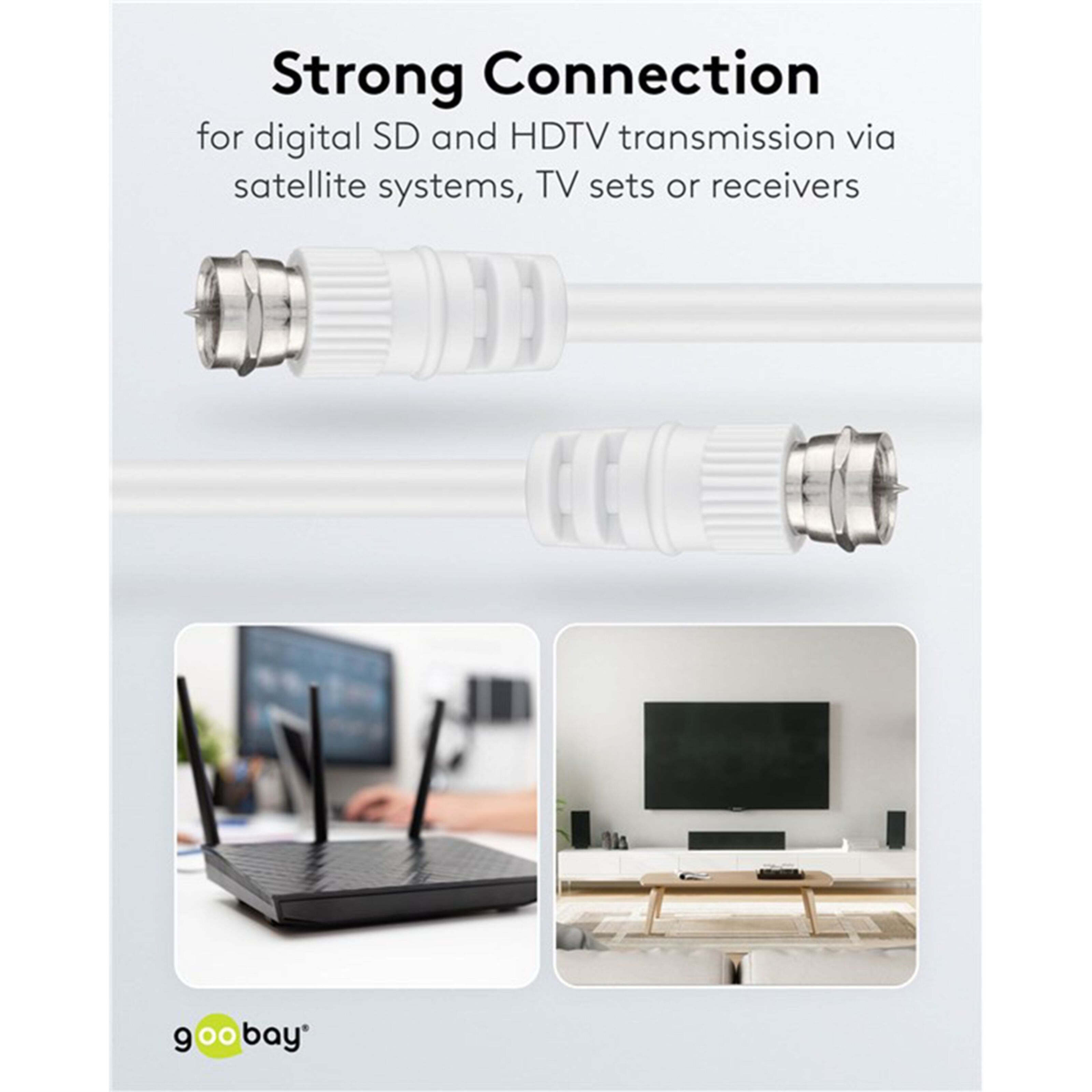 F-kabel - Hvit 2,5 m