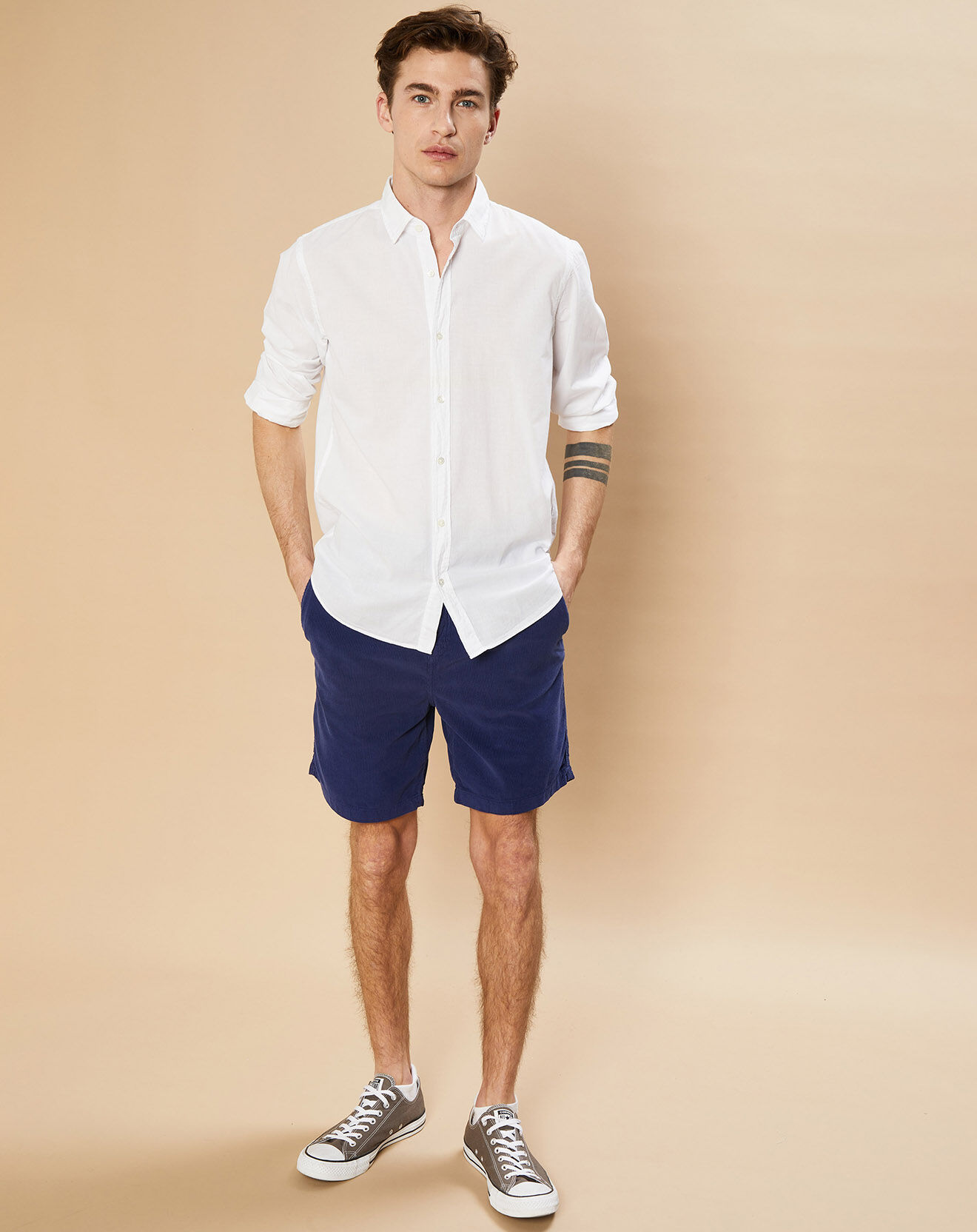 Hartford Chemise Slim Sammy Pat blanche