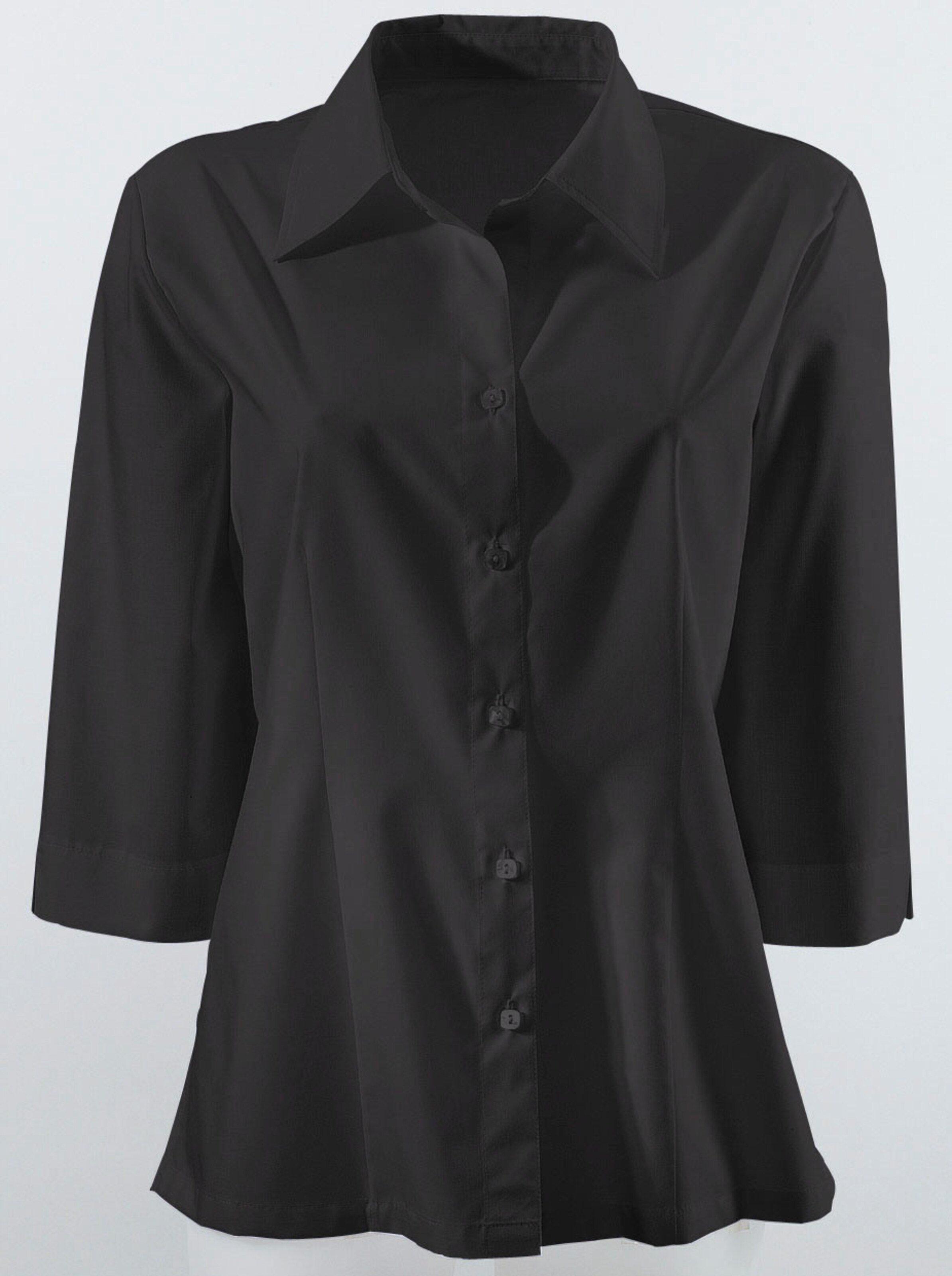 Hemdbluse mit dekorativen eckigen Knöpfen