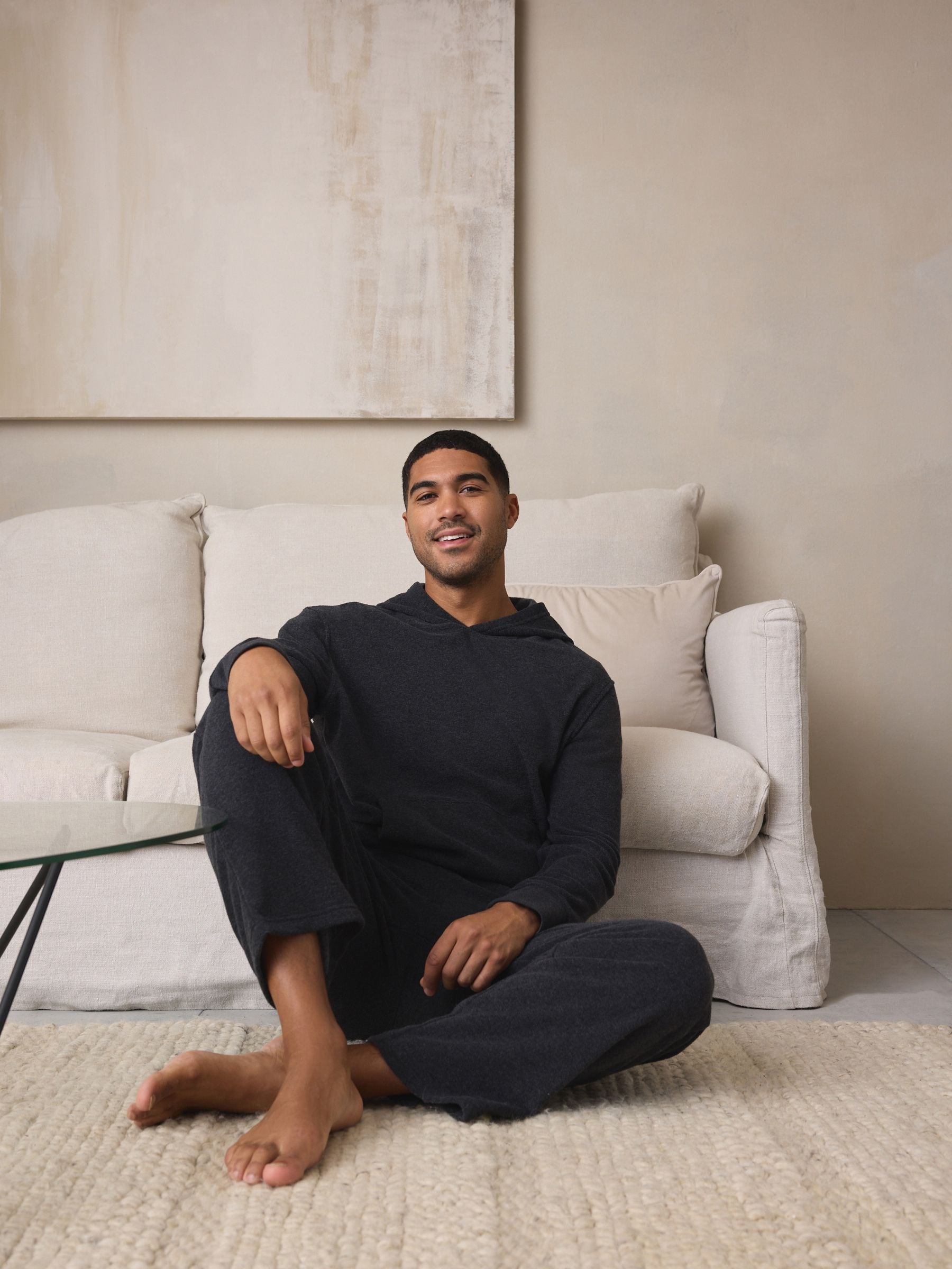 Antraciet - Hooded Towelling Pyjamas Set