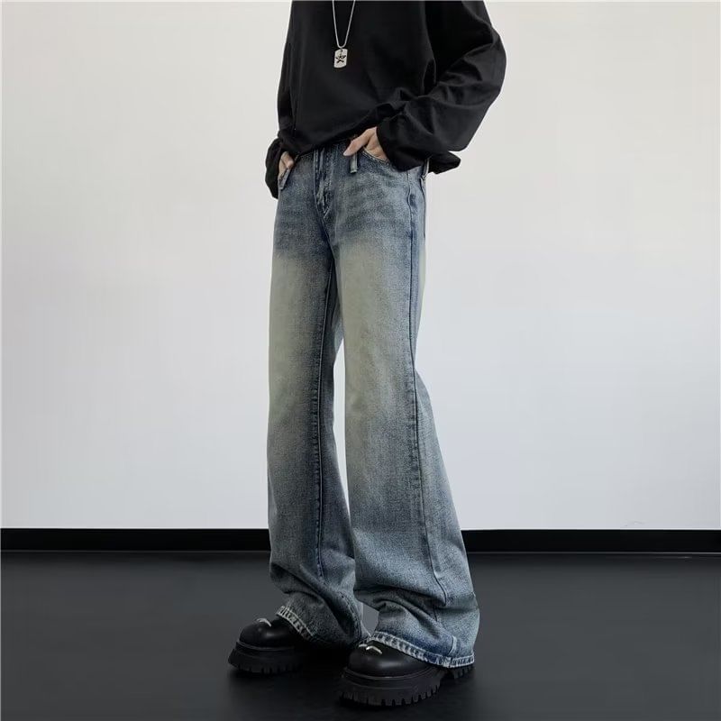 DuckleBeam - Mid Rise Washed Bootcut Jeans