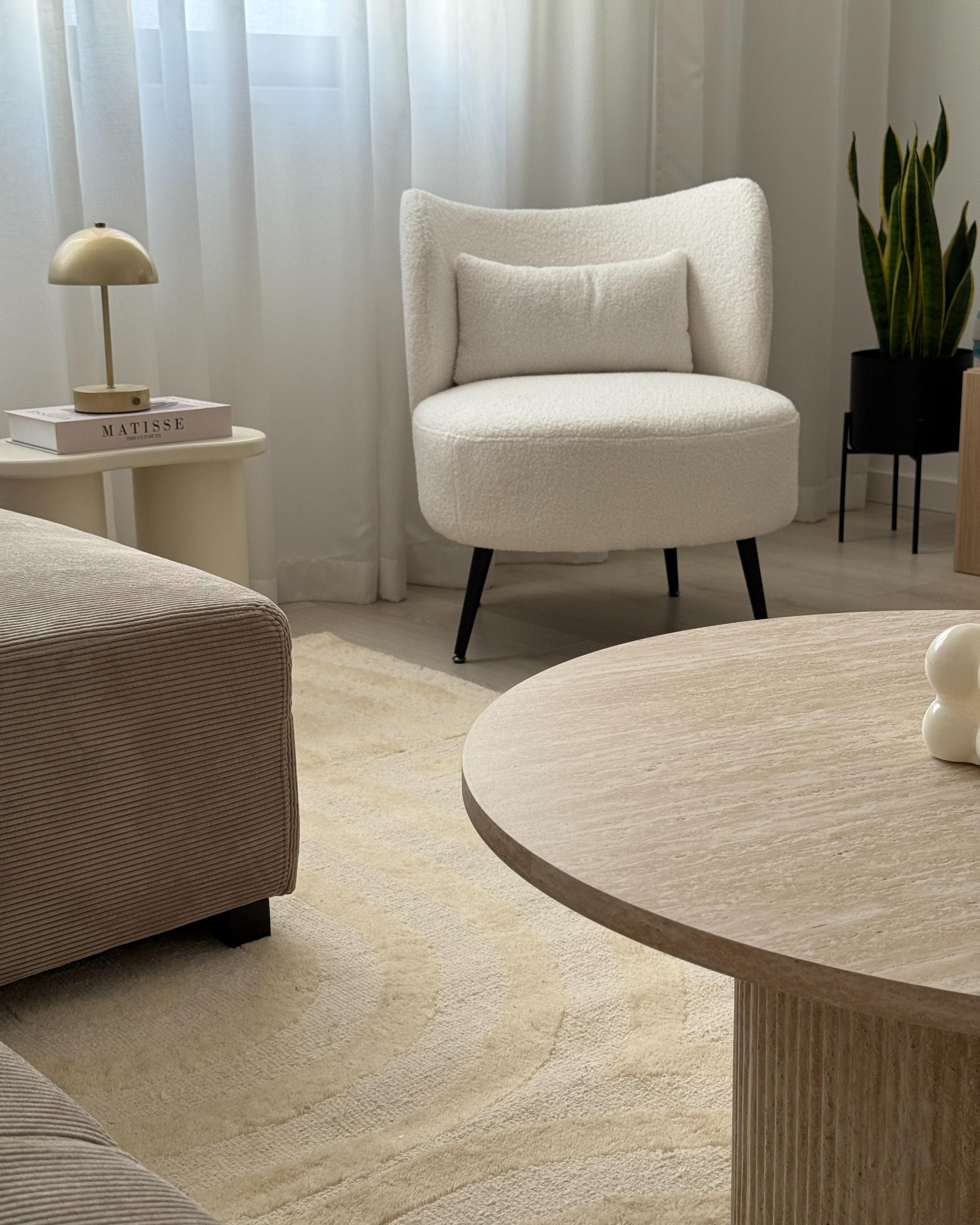Fauteuil OTSBY Bouclé Gebroken wit