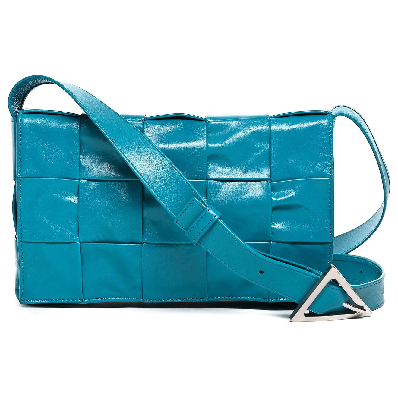 Bottega Veneta Sac bandoulière en Cuir Cassette bleu - Parfait état - Longueur 23 cm