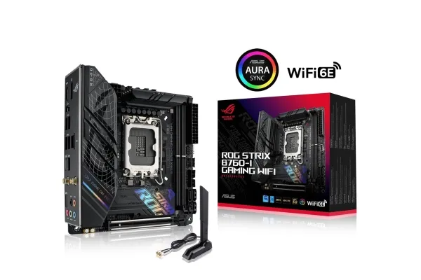 ASUS ROG STRIX B760-I GAMING WIFI - Bundkort - mini ITX - LGA1700 sokkel - B760 Chipset - USB 3.2 Gen 1, USB-C 3.2 Gen 1, USB-C 3.2 Gen 2x2, USB-C 3.2 Gen2 - 2.5 Gigabit LAN, Wi-Fi 6E, Bluetooth - onboard grafik (CPU påkrævet) - HD Audio (8-kanaler)