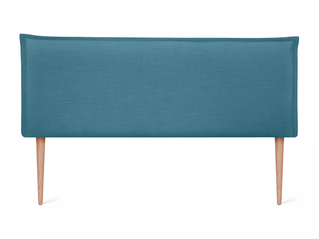 DHOME Tête de lit en lin naturel lisse avec garniture 160x105cm avec pieds Lits 150/160 - Turquoise