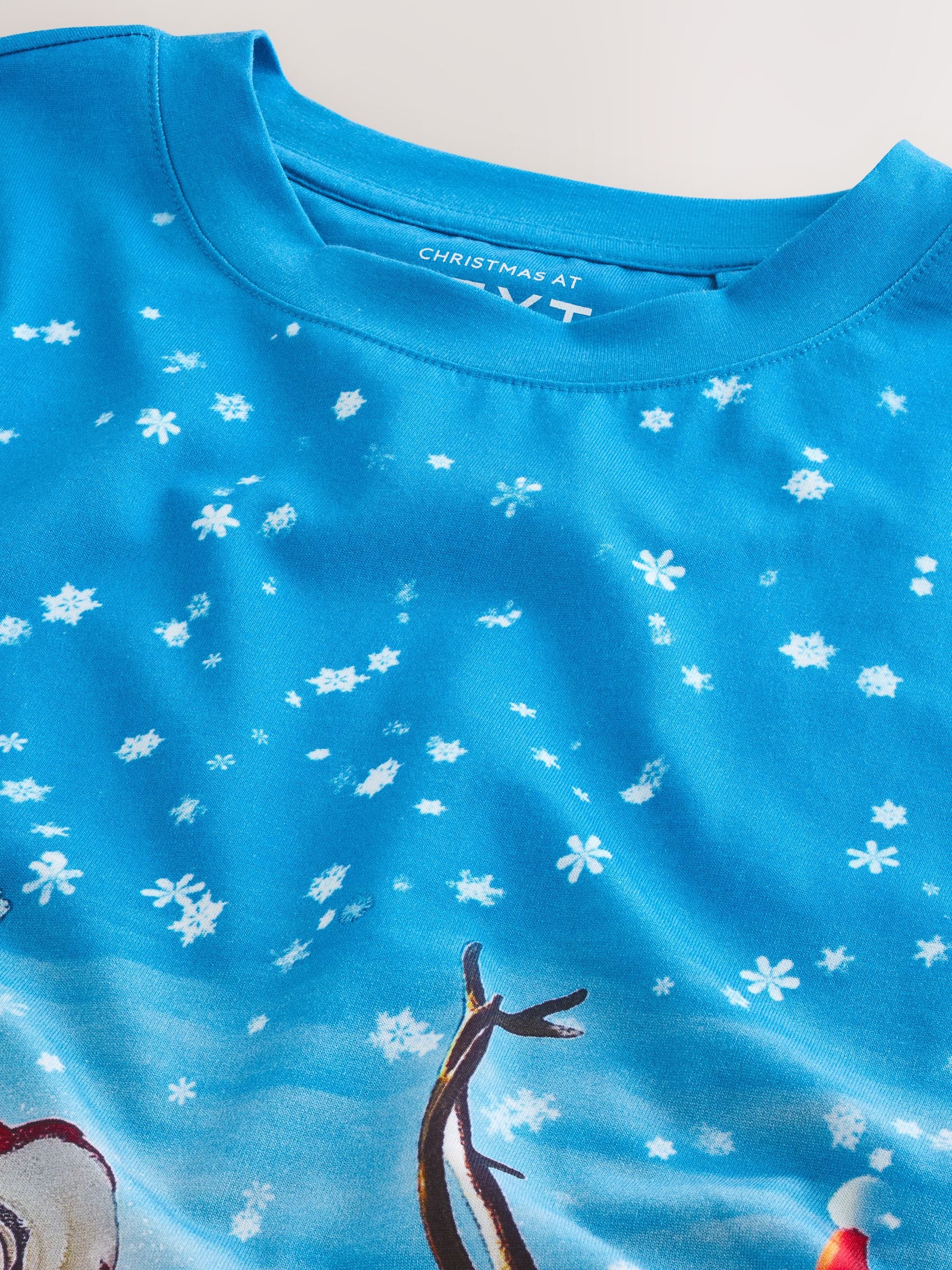 Blauwe Skiënde Kerstman - Normale Pasvorm - Kerst T-shirt