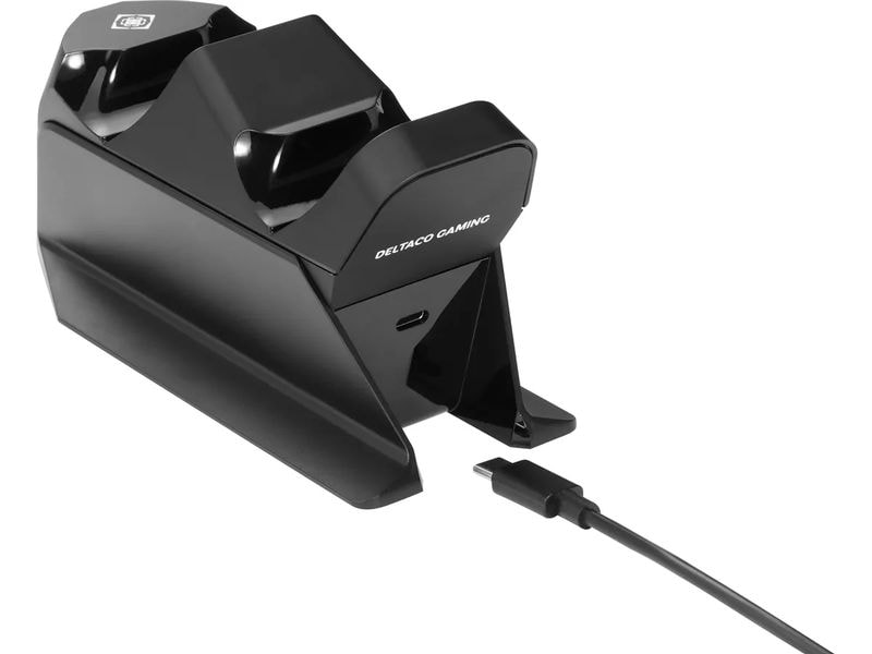 DELTACO Ladestation Dual Charger PS5 Schwarz Ladestation für zwei Playstation 5-Controller