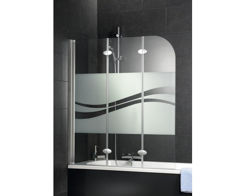 3-delige badwand SCHULTE Komfort ExpressPlus 125 x 140 cm, glasdecor Liane, profielkleur aluminium EP3354 01 97 140