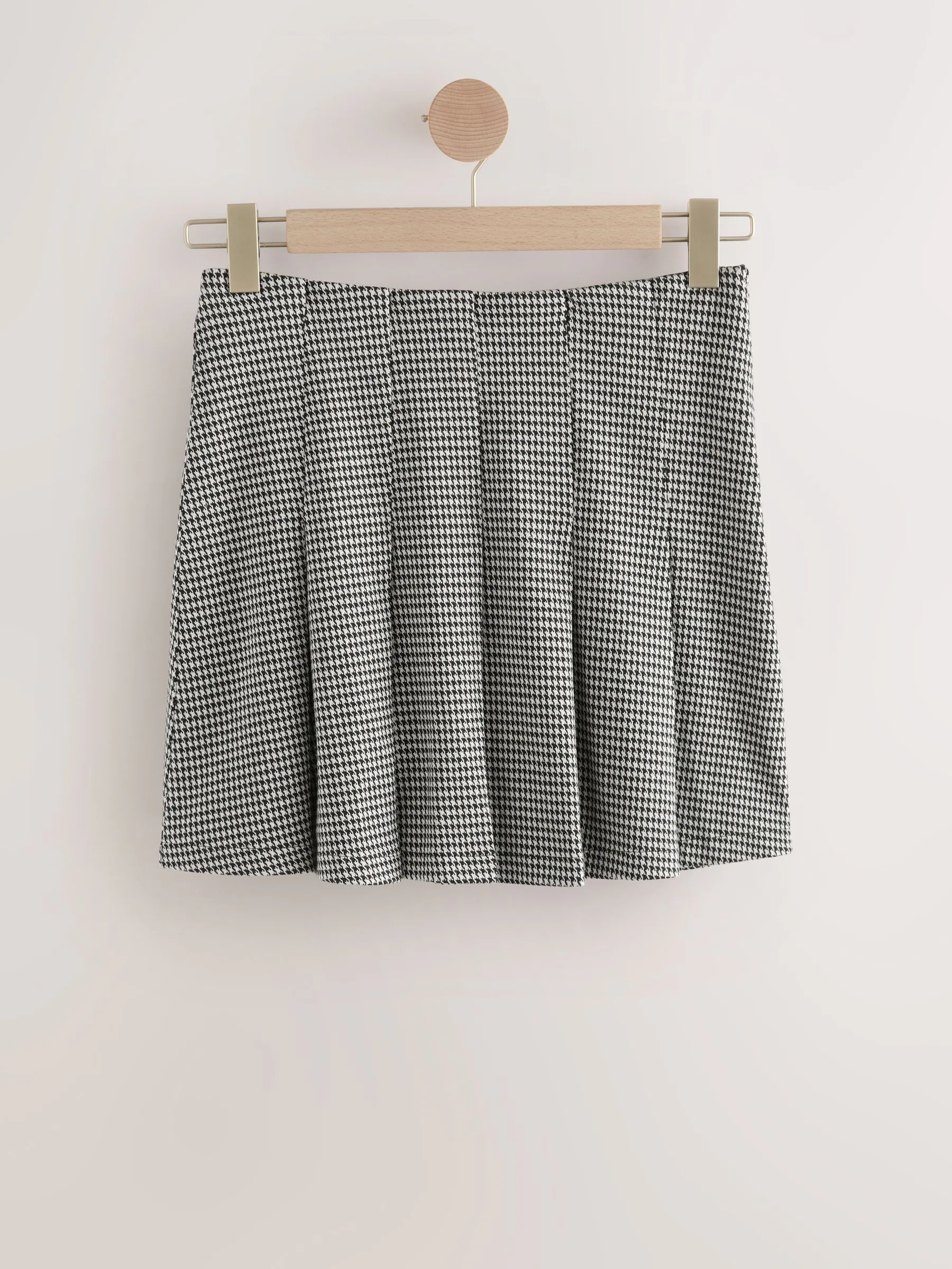Zwart-wit geruit - Mini Jersey Pleated Skirt