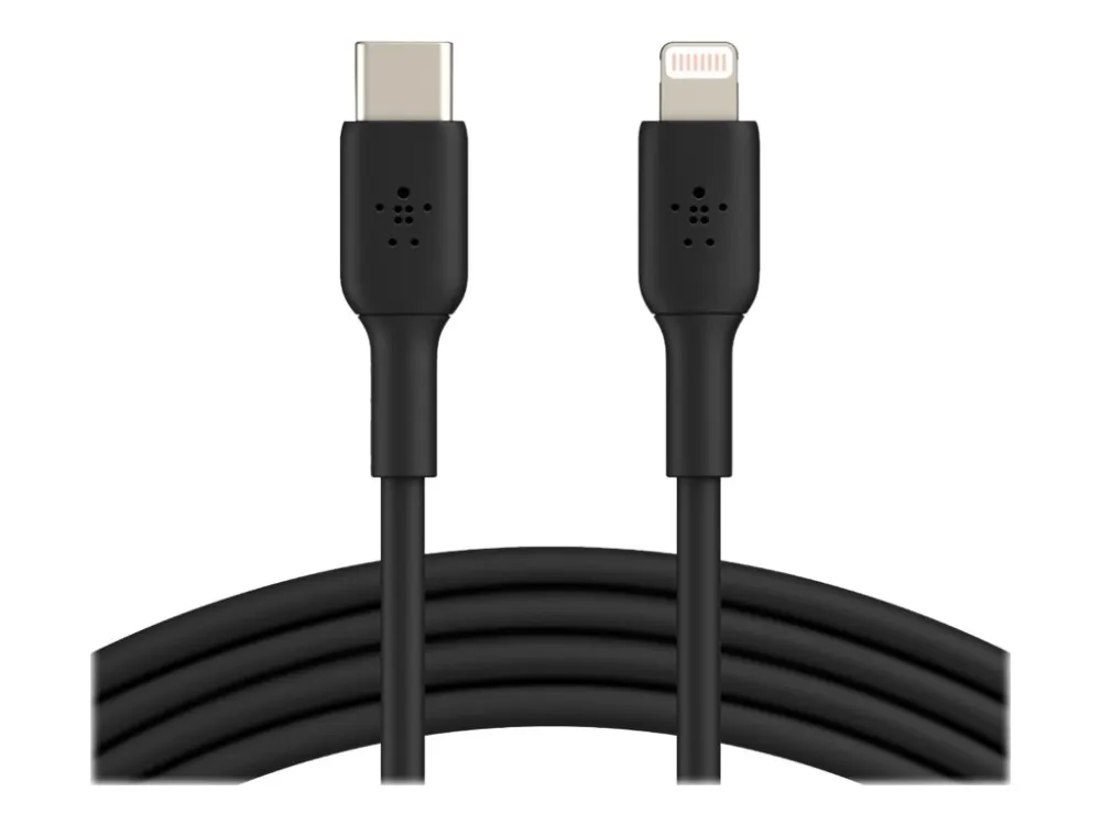 Belkin BoostCharge - Lightning-kabel - 24 pin USB-C han til Lightning han - 1 m - sort - USB Power Delivery (18 W)