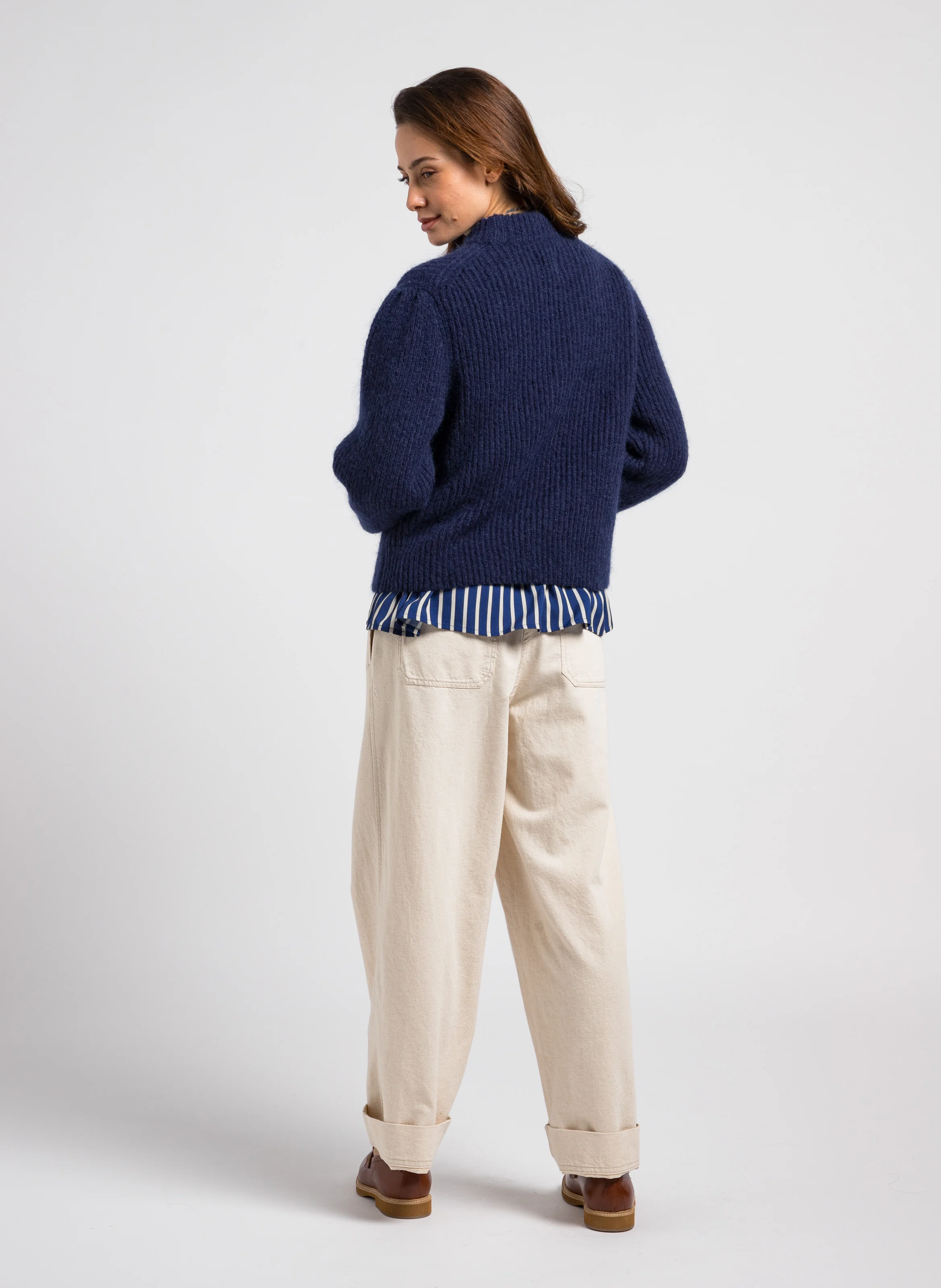 TOSCANE - Chemise col victorien à rayures | Bleu