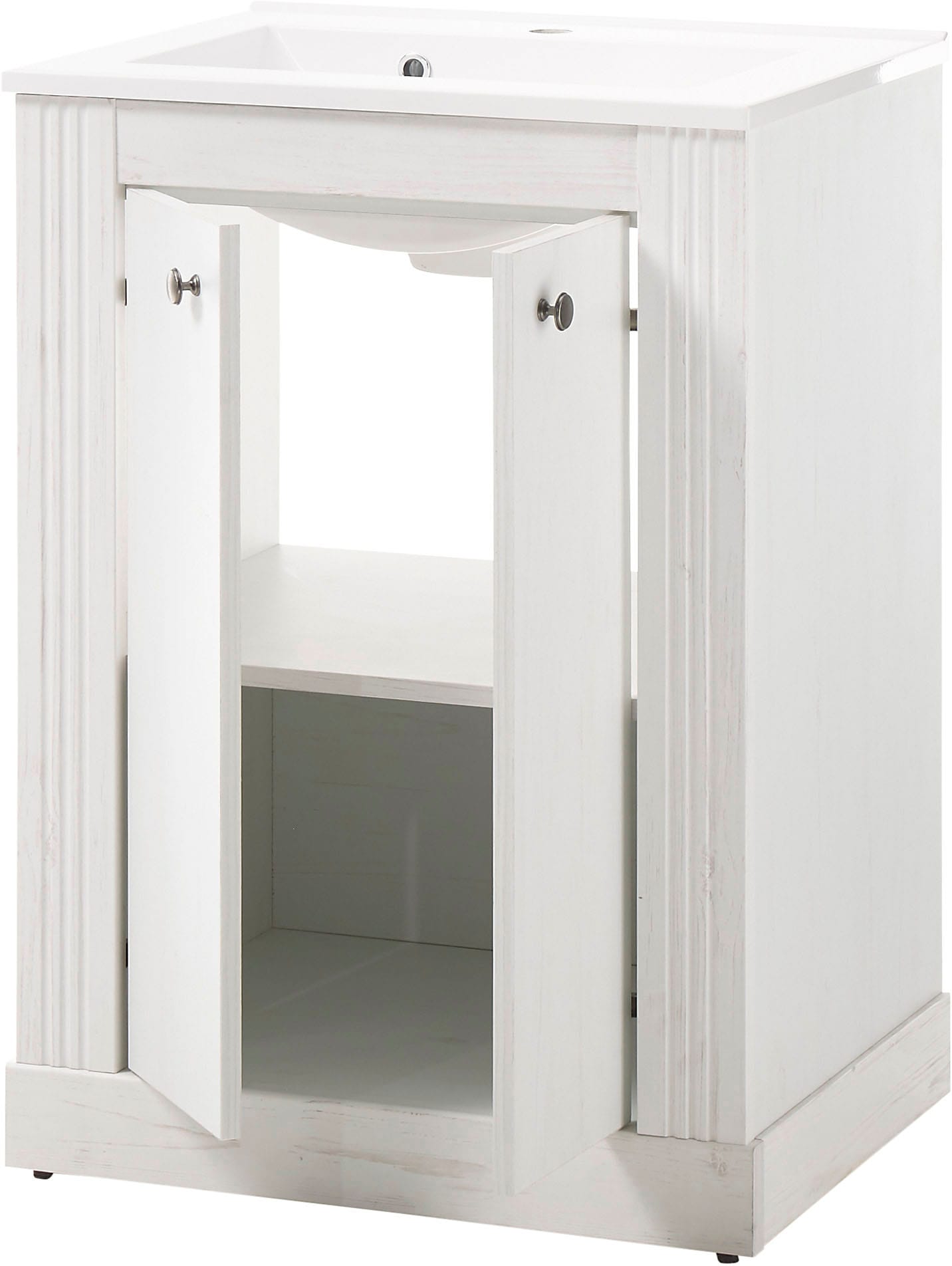 Home affaire Waschtisch »WESTMINSTER, Waschbeckenunterschrank inkl. Waschbecken, Metallgriffe« 1 Stk. tlg. in 2 Farben verfügbar, mit Stauraum, inkl. Waschbecken, Breite 60 cm