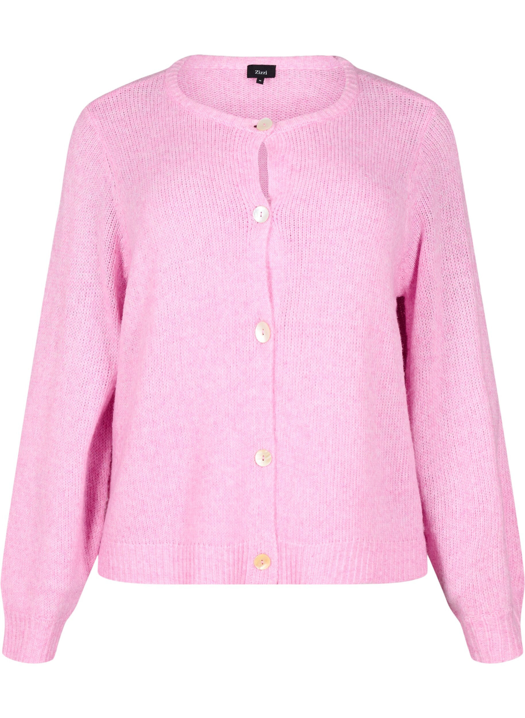 Strikcardigan med uld og knapper