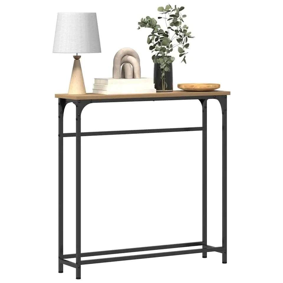 vidaXL - Sidetable - Artisanaal eiken - Gelaagd hout en metaal - 75x19.5x75 cm