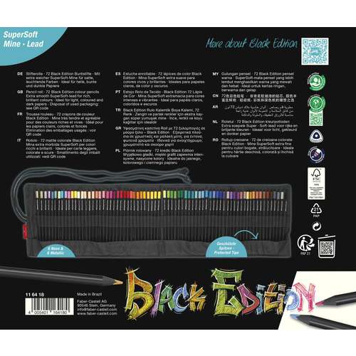 FABER-CASTELL Black Edition Buntstifte, 72er-Stifterolle