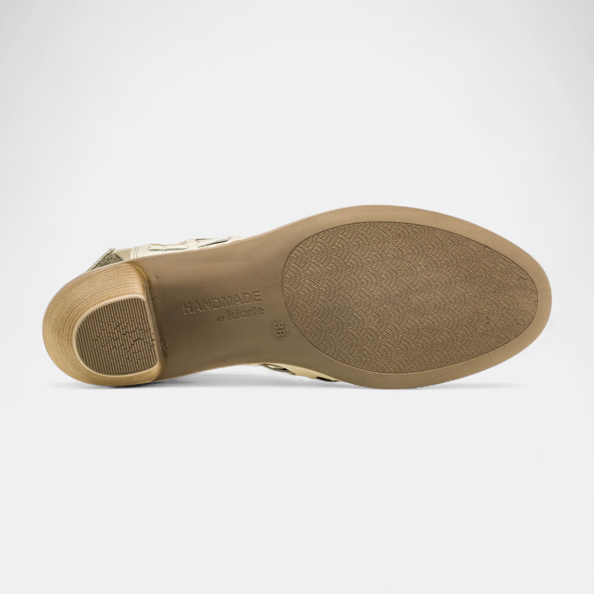 Nu-pieds confort à talon Femme en cuir beige