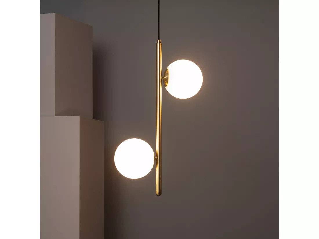 Suspension Métal et Verre Moonlight Double Doré