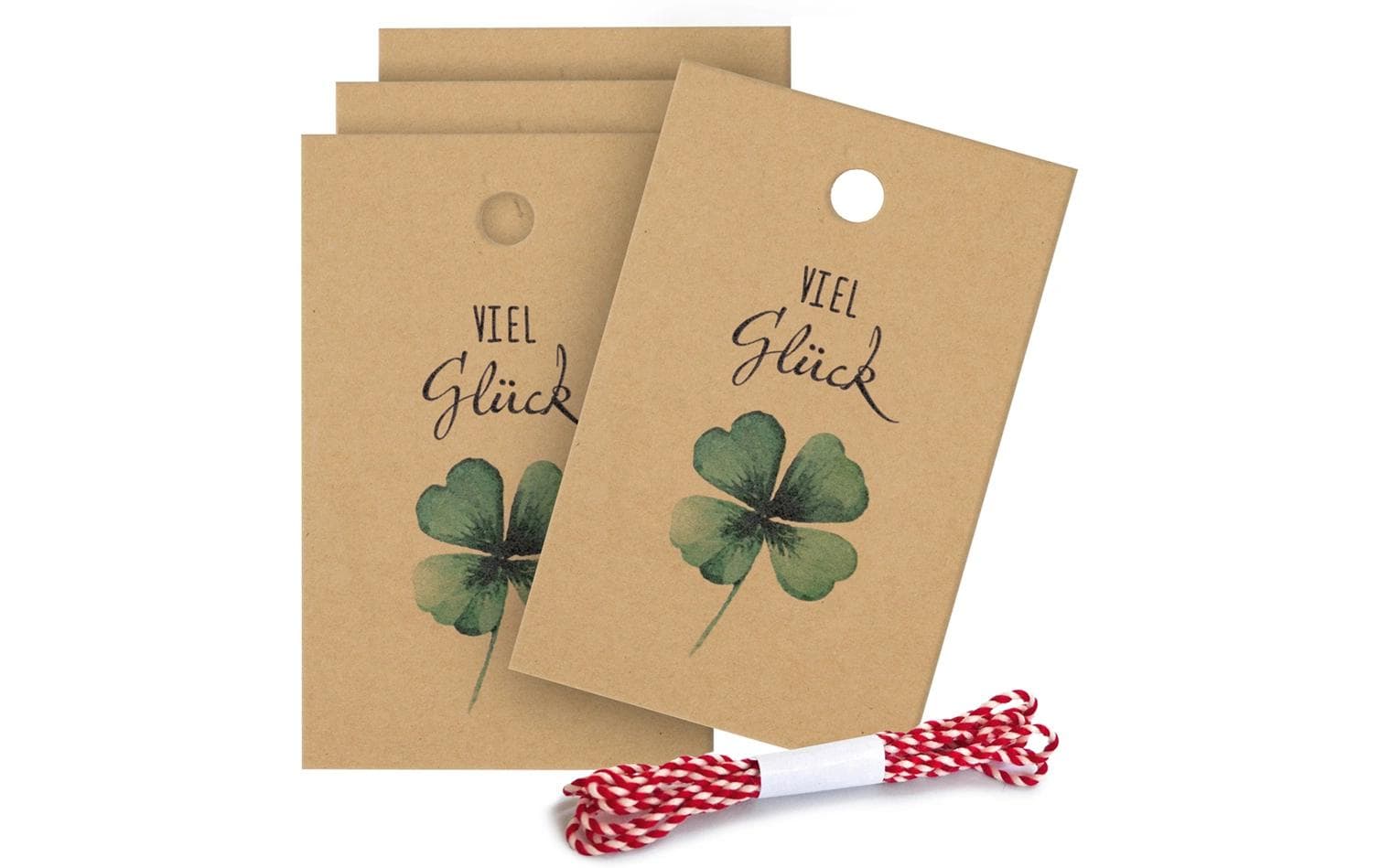 Geschenkanhänger Viel Glück 5 Stück, BraunAnhänger-Set aus Kraftkarton