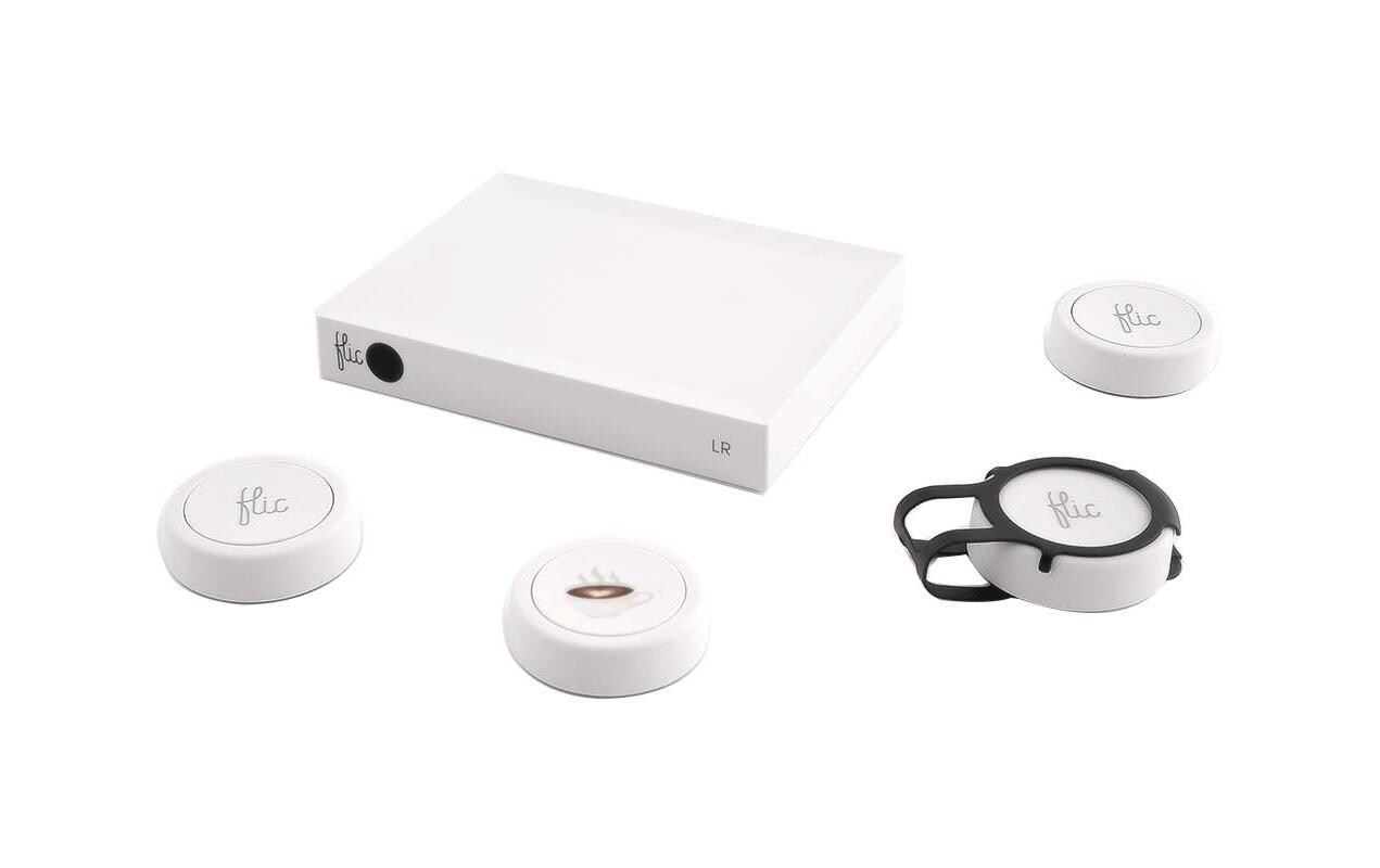 Smart Button Flic 2 Starter Kit<br>Bluetooth Wandsender und Drückknopf mit Bridge