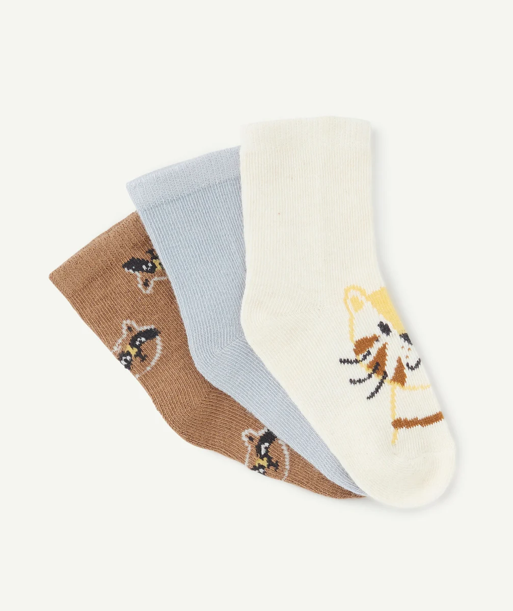 LOT DE 3 CHAUSSETTES HAUTES BÉBÉ GARÇON THÈME CHATS