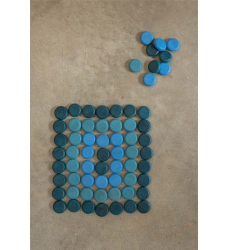 Grapat houten schijfjes - blauw (36st)