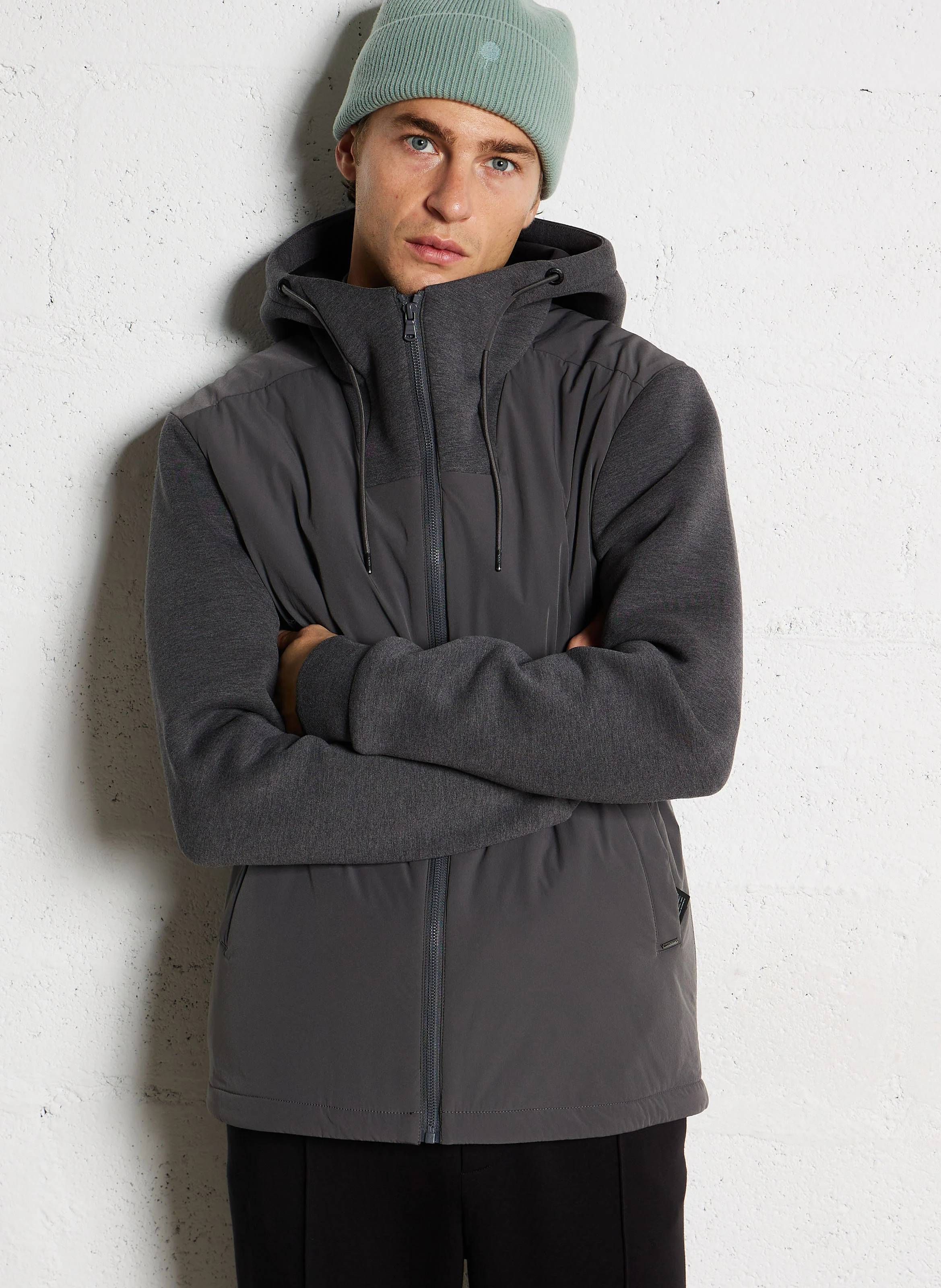 Blouson droit col montant | Gris