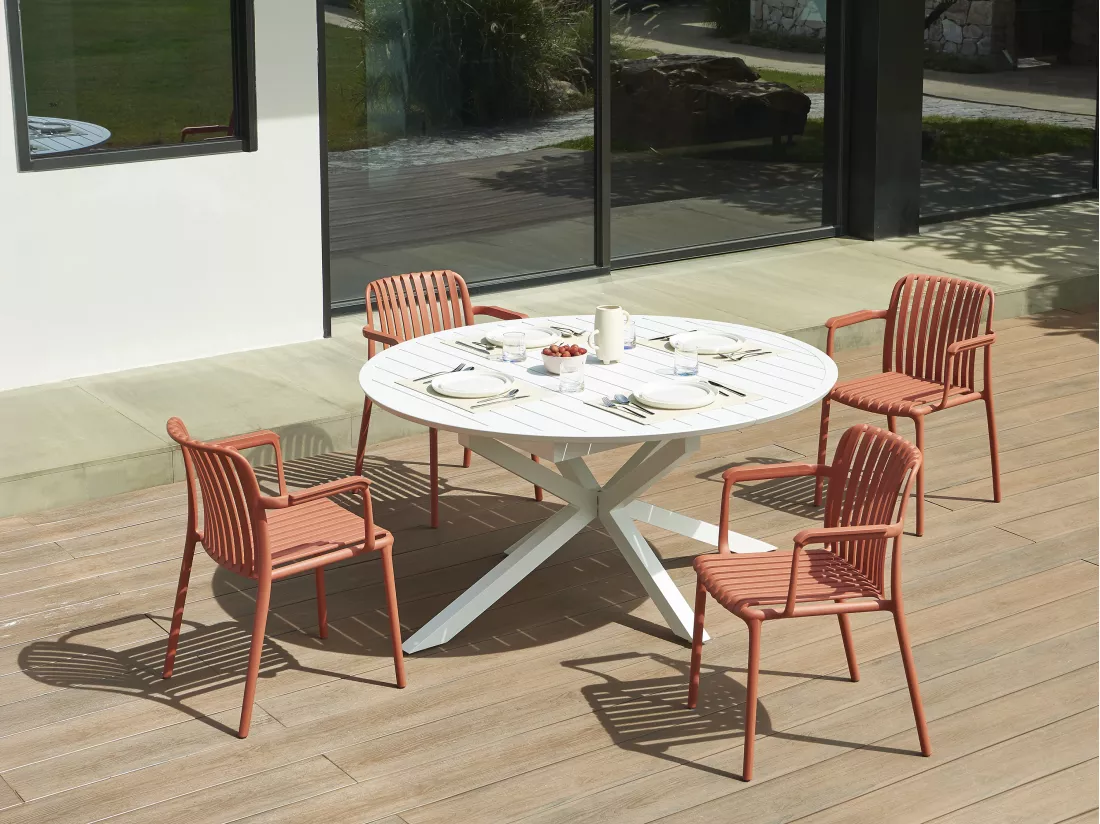 Lot de 2 fauteuils de jardin empilables en polypropylène - Rouge - SESEH de MYLIA