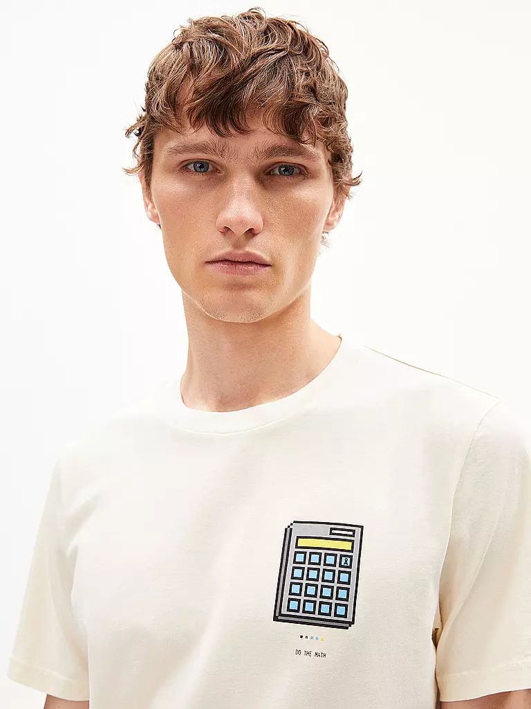 ARMEDANGELS T-Shirt JAAMES DO THE MAATH creme
